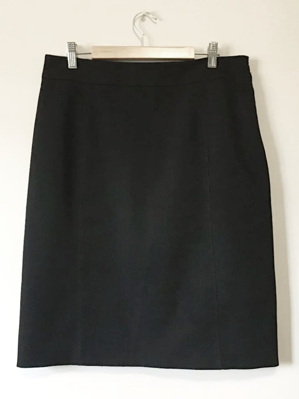 Vintage Cleo Black Career Skirt - Zigzag Stitched Kick Pleat - Made in Canada